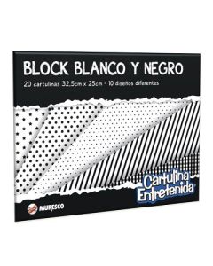 BLOCK MURESCO CARTULINA ENTRETENIDA BLANCO Y NEGRO